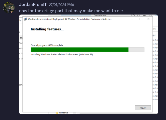 Screenshot of the Windows ADK - WinPE Installer