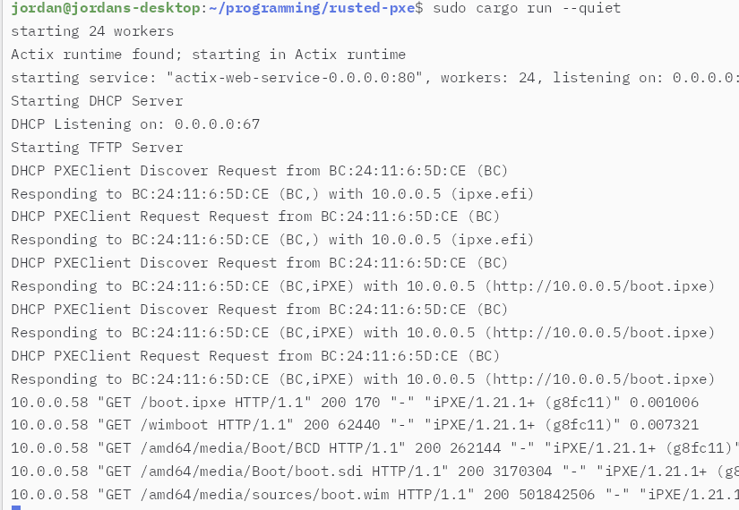 Booting UEFI VM DHCP Logs